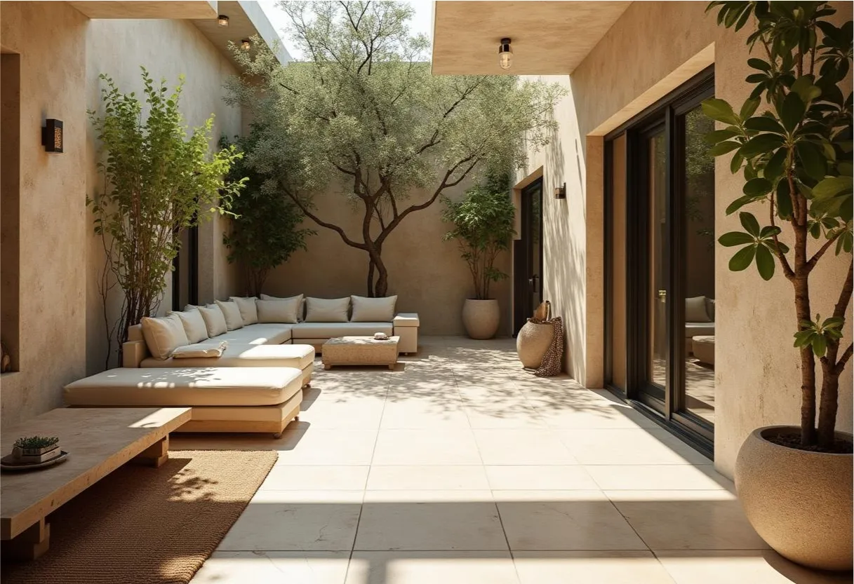 Beautiful stone patio construction project in Cyprus showing materials and layout